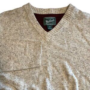Woolrich Light Gray/Beige‎ Background Tweed look men's Large 70% Lambs Wool